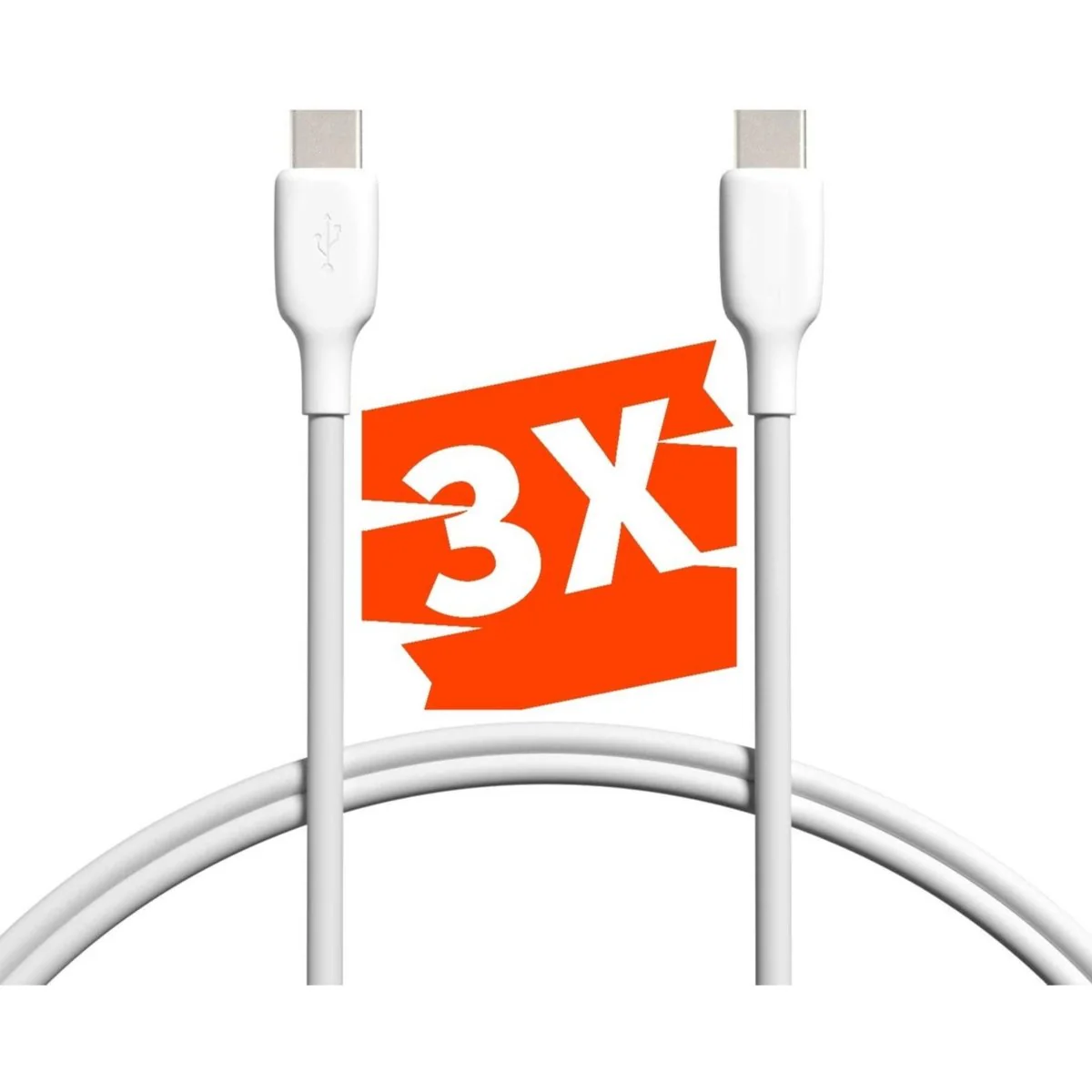 3-PACK USB-C naar USB-C Kabel 1 Meter - USB-C naar USB C - High-Speed 65W - Opladerkabel - Oplaadkabel - Oplaadsnoer - USB-C Snoer - Samsung Kabel - Snoertje - Lader - Oplader USBC Kabel - Wit - Snellader