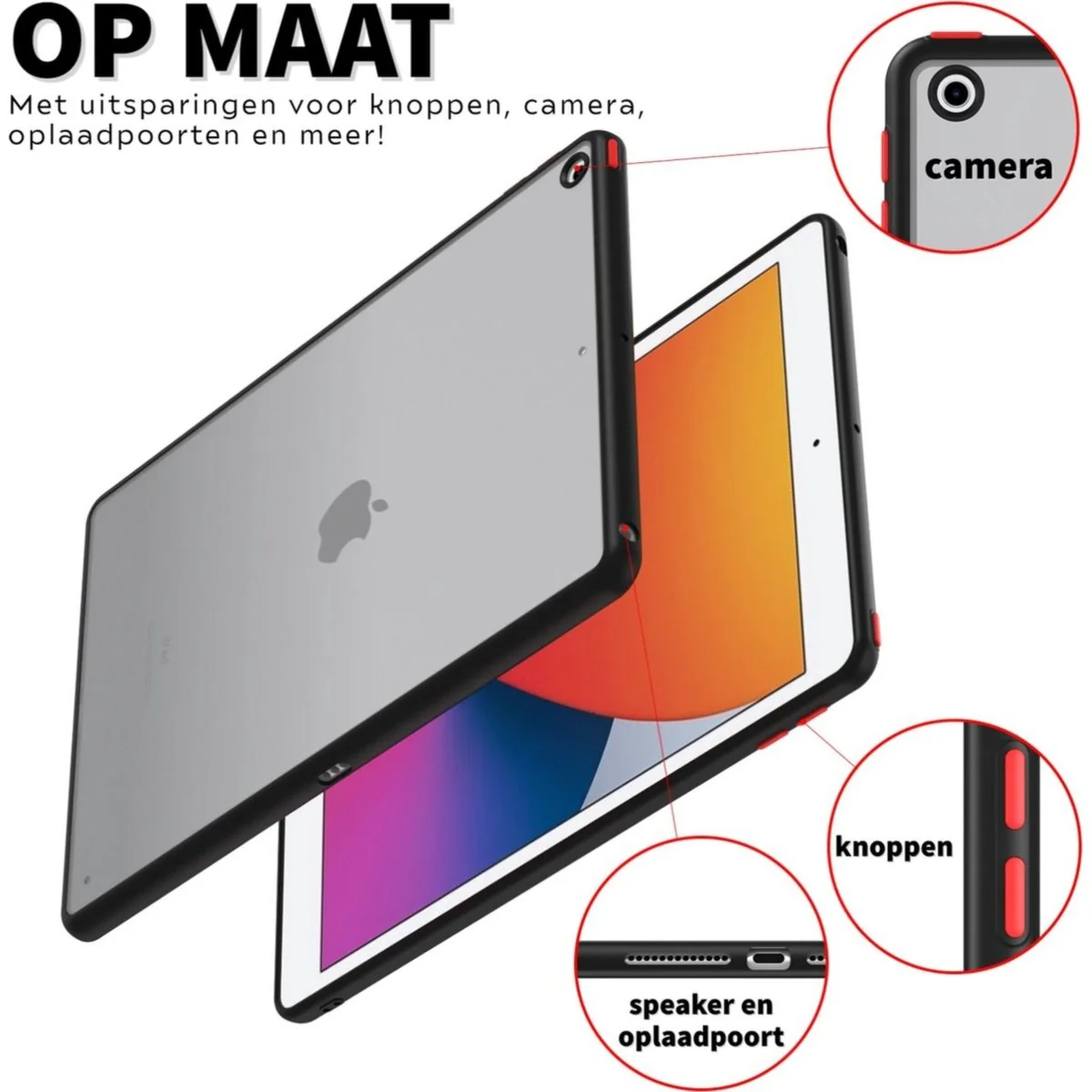 iPad 10.2 (2021) Hoes - iPad 10.2 (2019) Hoes - iPad 10.2 (2020) Hoes - Phreeze Back Cover AntiShock - Zwart - Transparant - Afbeelding 5