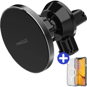 Telefoonhouders Auto Magneet + Magnetisch Hoesje iPhone XR - Draadloze Snellader Auto met Magneet